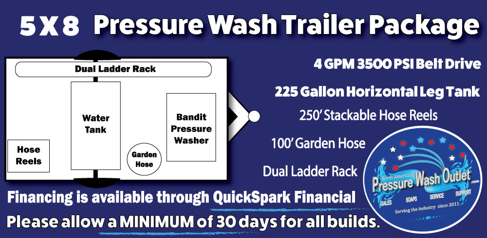 4 GPM 3500 PSI PRESSURE WASH COLD WATER TRAILER - 5 x 8 SINGLE AXLE