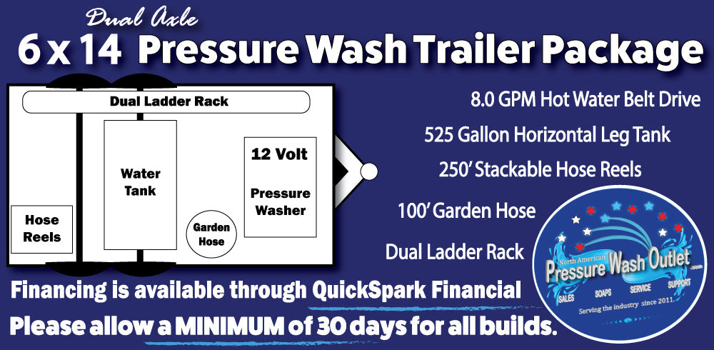 PRESSURE WASH HOT WATER TRAILER - 8.0 GPM - 6 x 14 DUAL AXLE (7838.03)